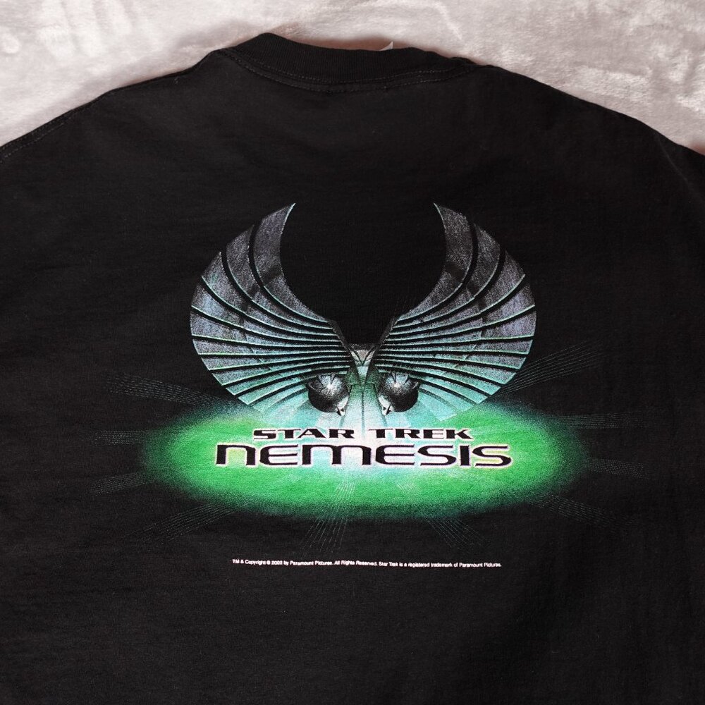 Vintage Star Trek Nemesis Movie Promo T Shirt Mens XL Slim Fit Black 2002 Y2K